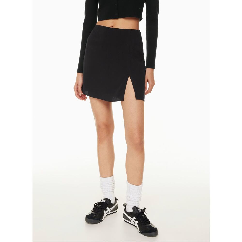 Aritzia Sunday Best NWT Tatiana Skirt Black Sz 6 Side Slit Mini